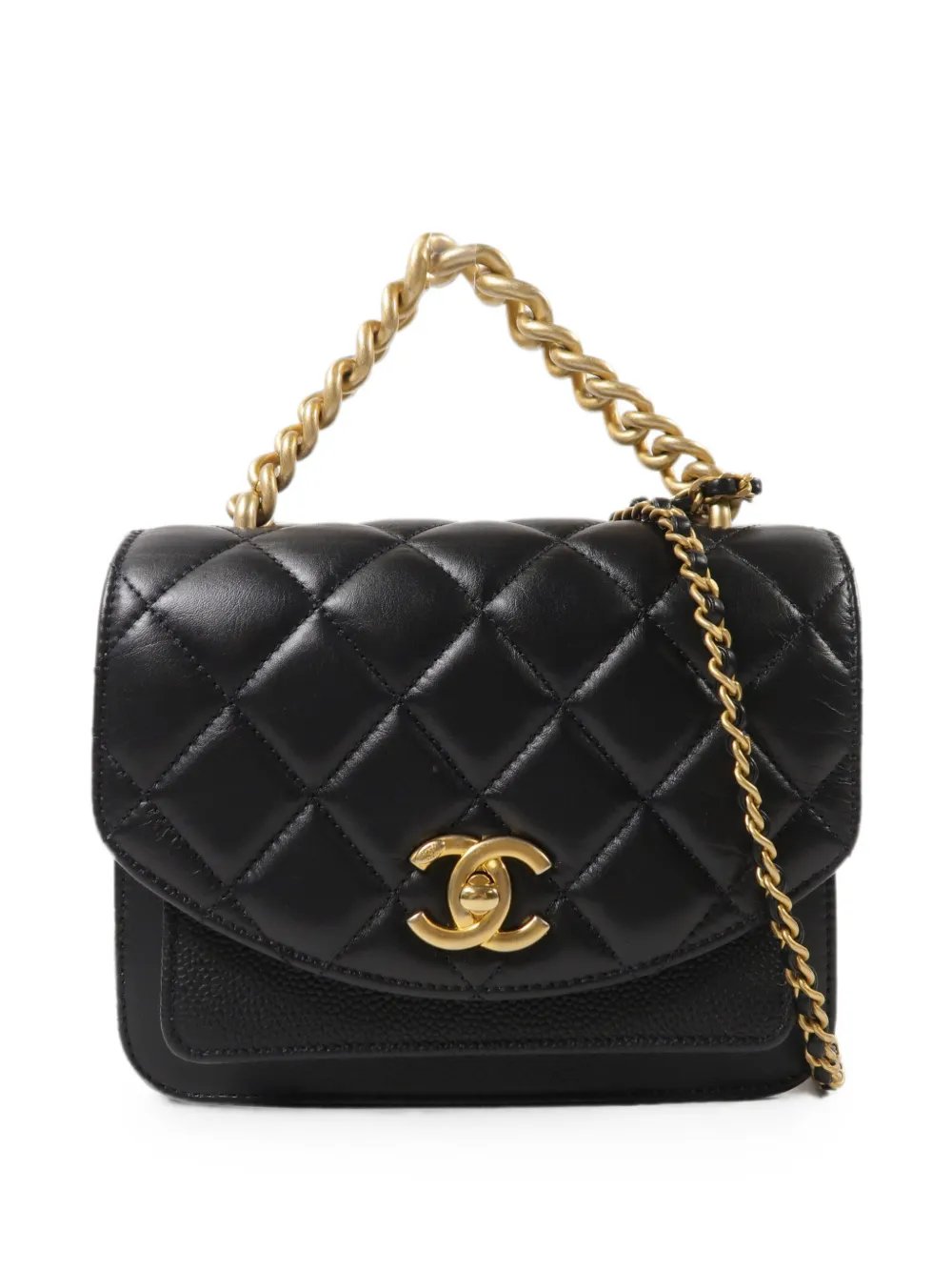 CC turn-lock flap shoulder bag