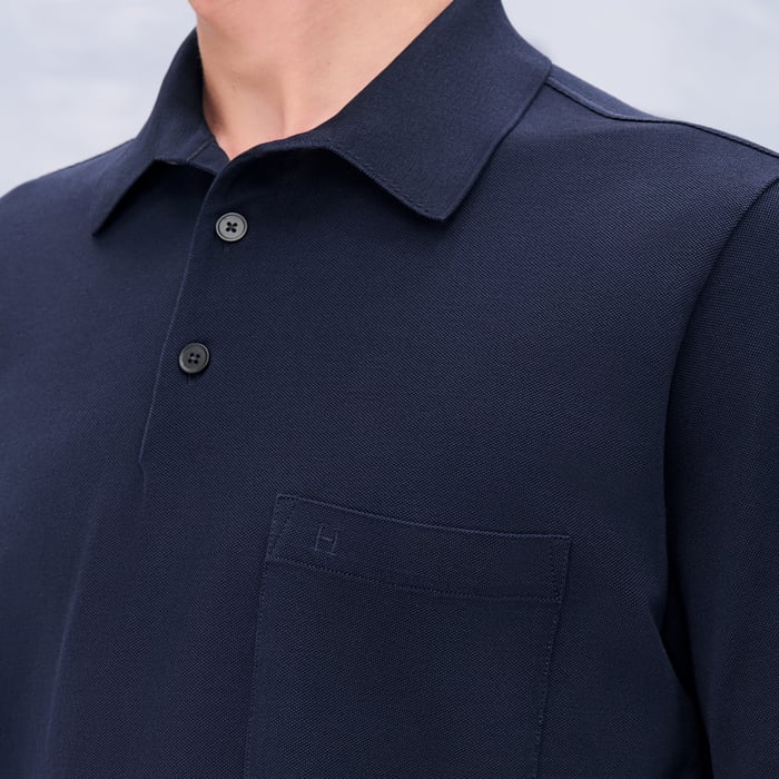 Marine "H" Embroidered Buttoned Polo Shirt