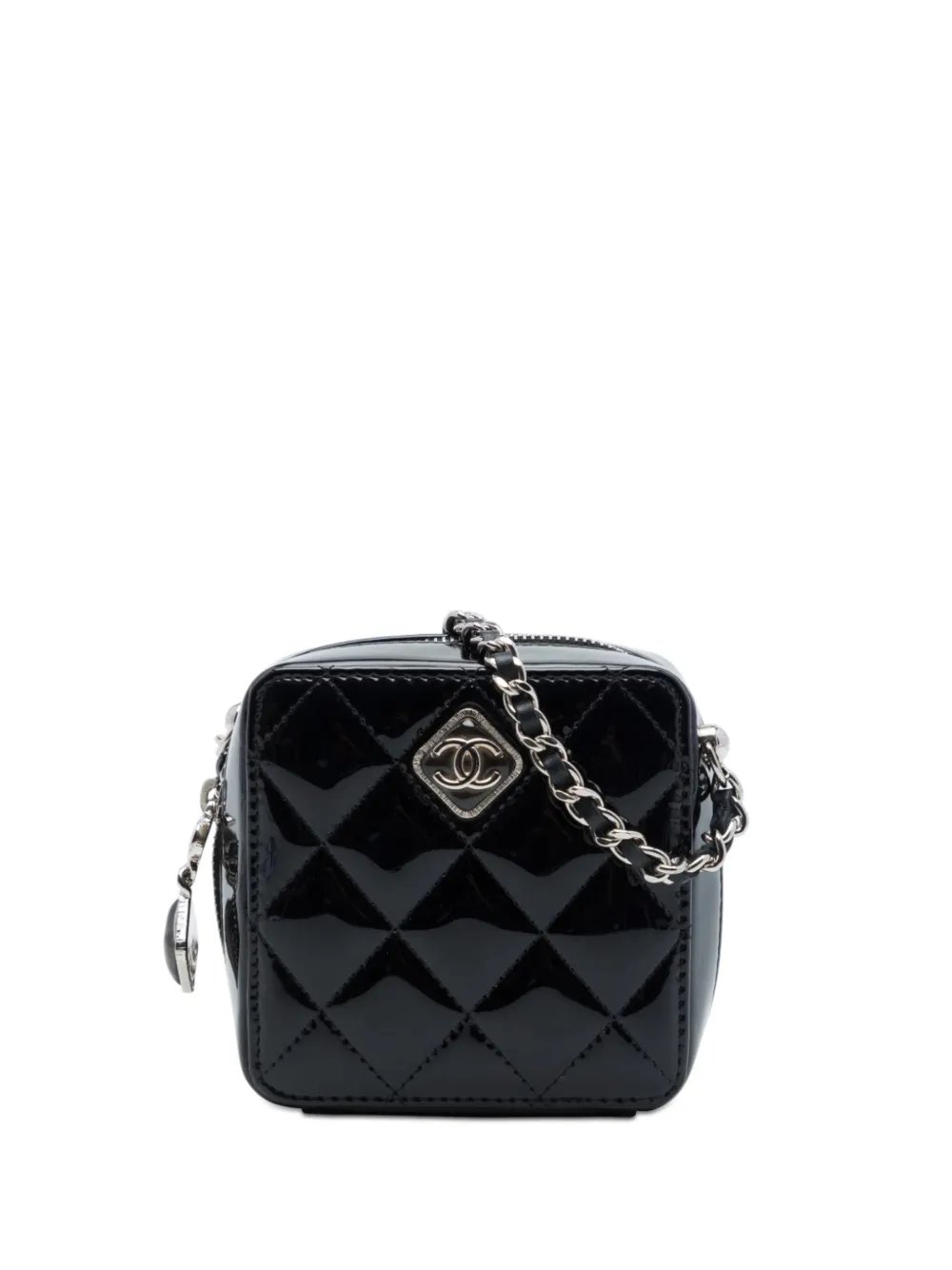 2021-2026 CC Quilted Patent Diamond Resin Clutch With Chain crossbody bag
