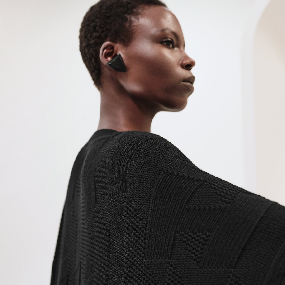 Noir "H" Rectangular Cape Poncho