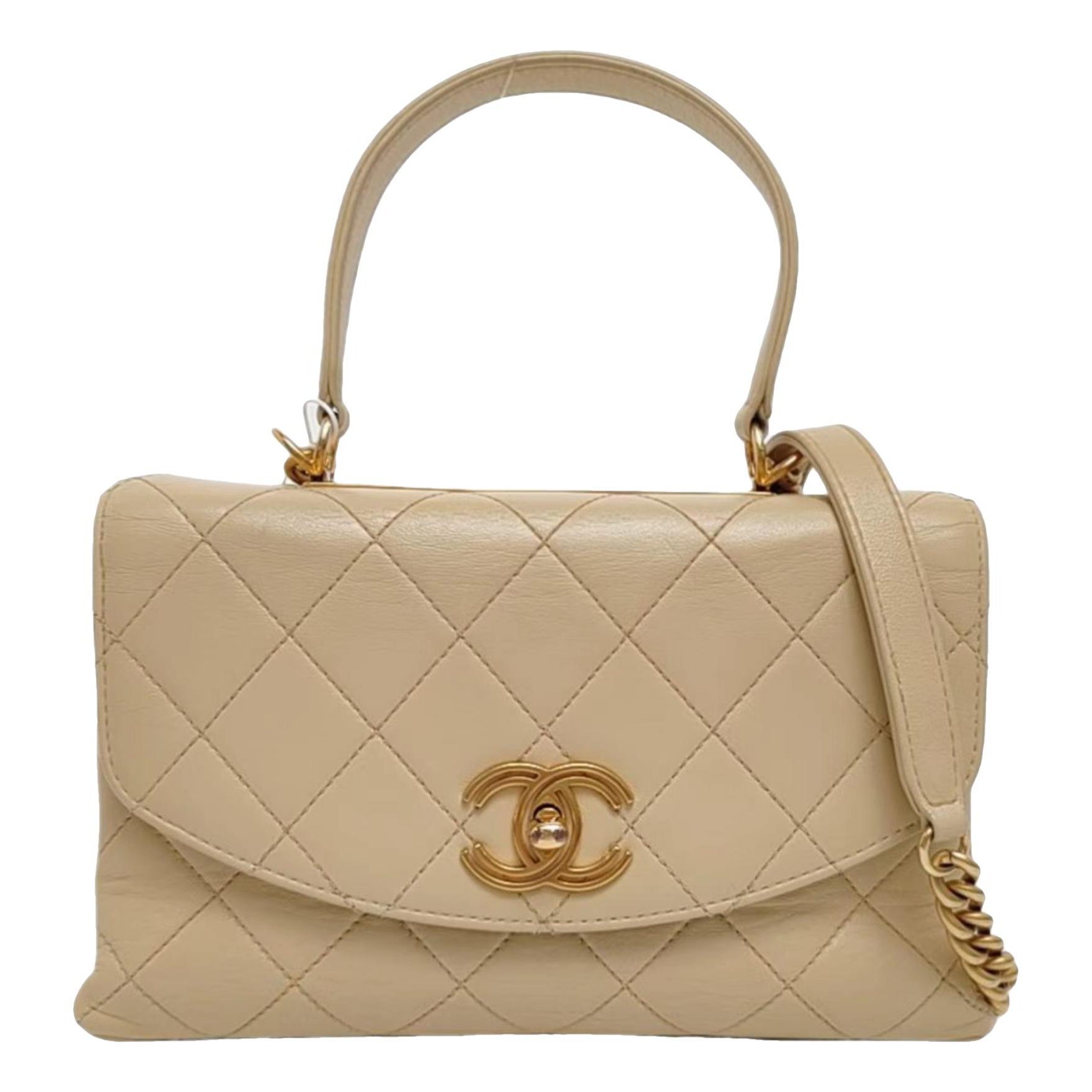 Trendy CC Top Handle leather handbag