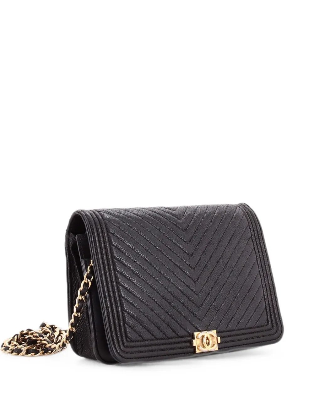 Boy Wallet on Chain Chevron Caviar Mini crossbody bag