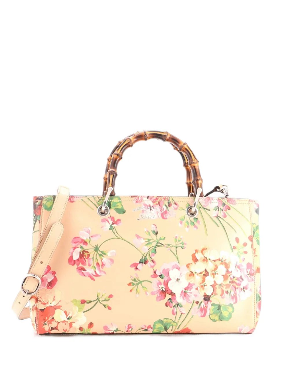 Bamboo Shopper Blooms Print Leather Medium tote bag
