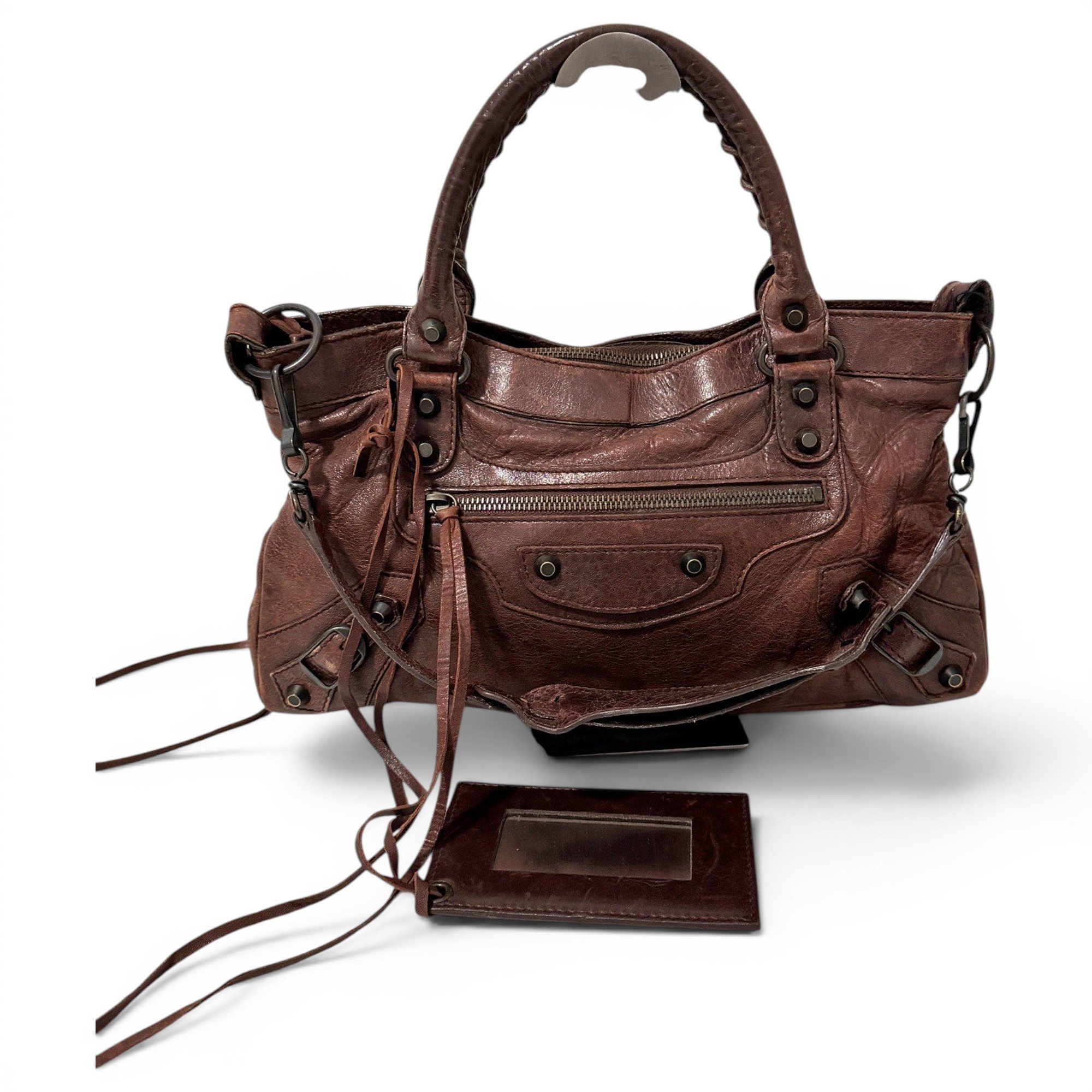 City leather handbag