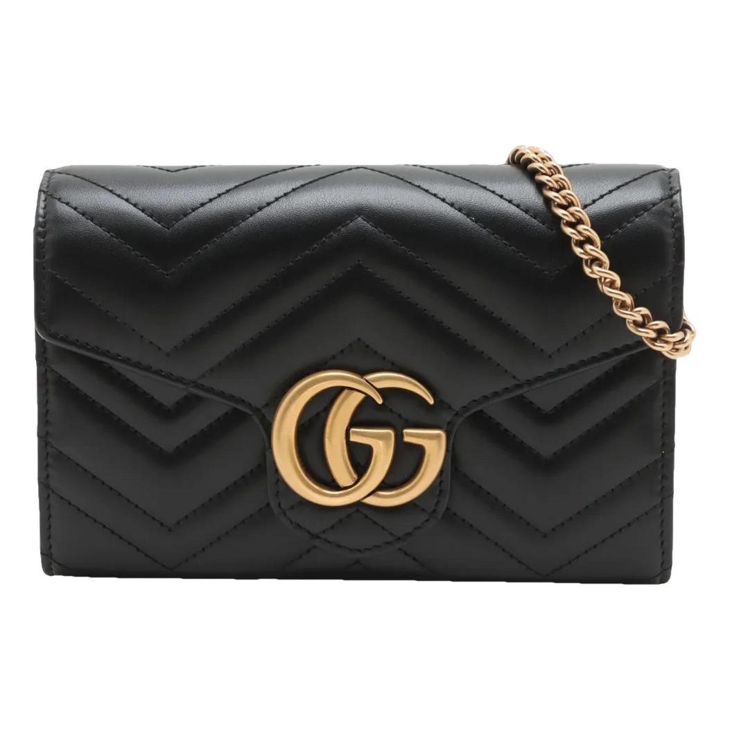 Pearly GG Marmont Chain Wallet leather crossbody bag