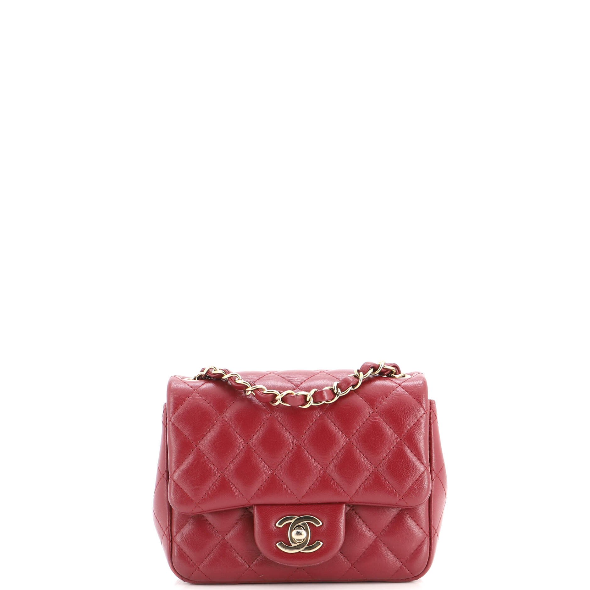 Square Classic Single Flap Bag Quilted Lambskin Mini