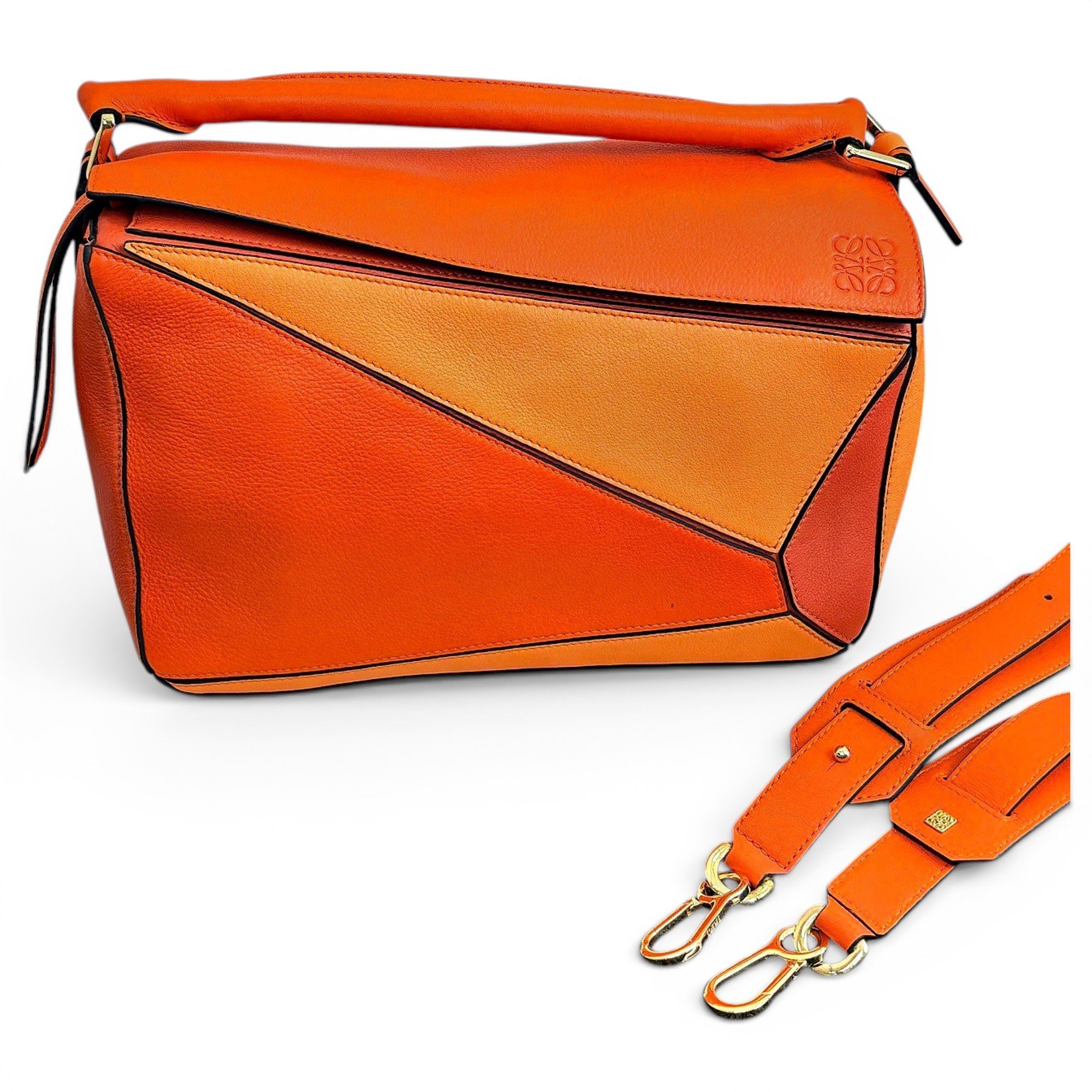 Puzzle leather handbag
