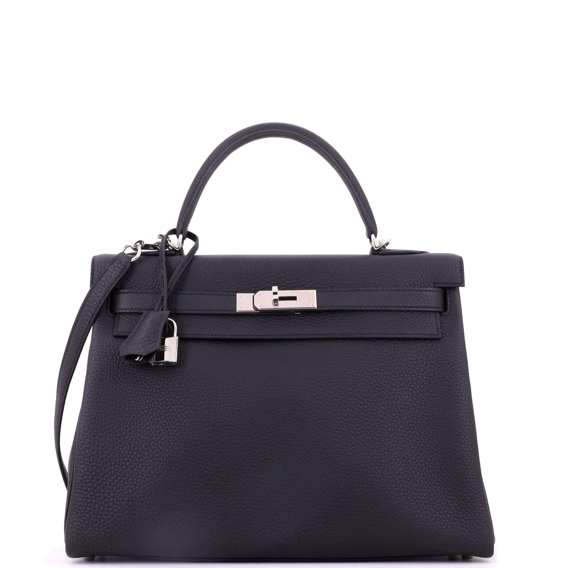 Kelly Handbag Noir Togo with Palladium Hardware 32