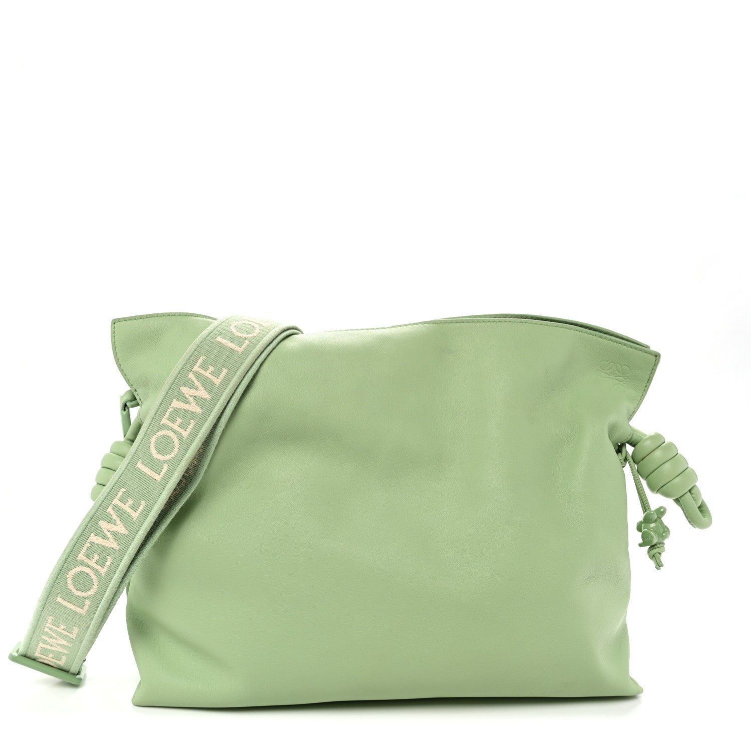Loewe Nappa Calfskin Flamenco Knot Clutch Green
