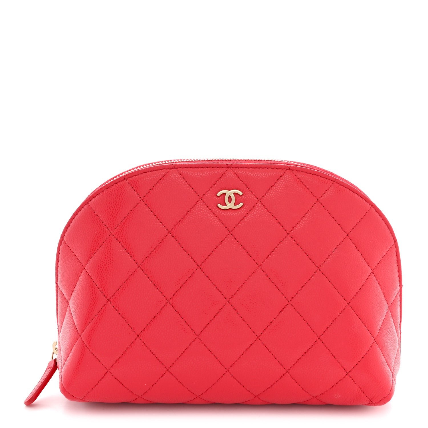 Chanel Caviar Quilted Medium Cosmetic Case Dark Pink