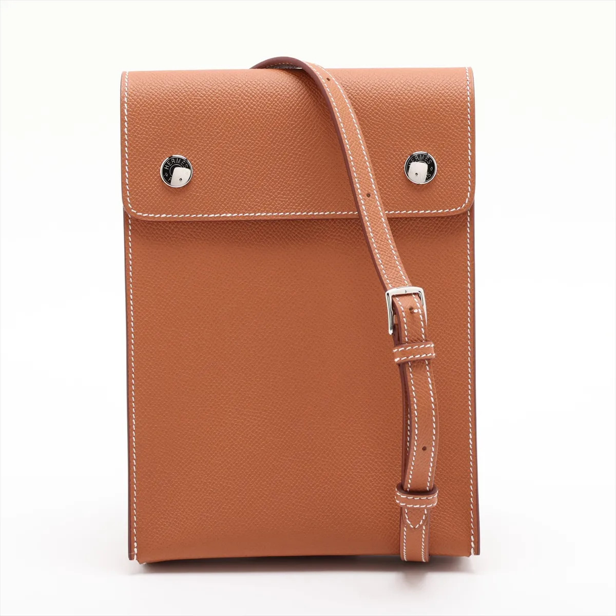Hermès Hermès snap VERTICA TO GO Veau Epsom Gold Silver Metal Fittings