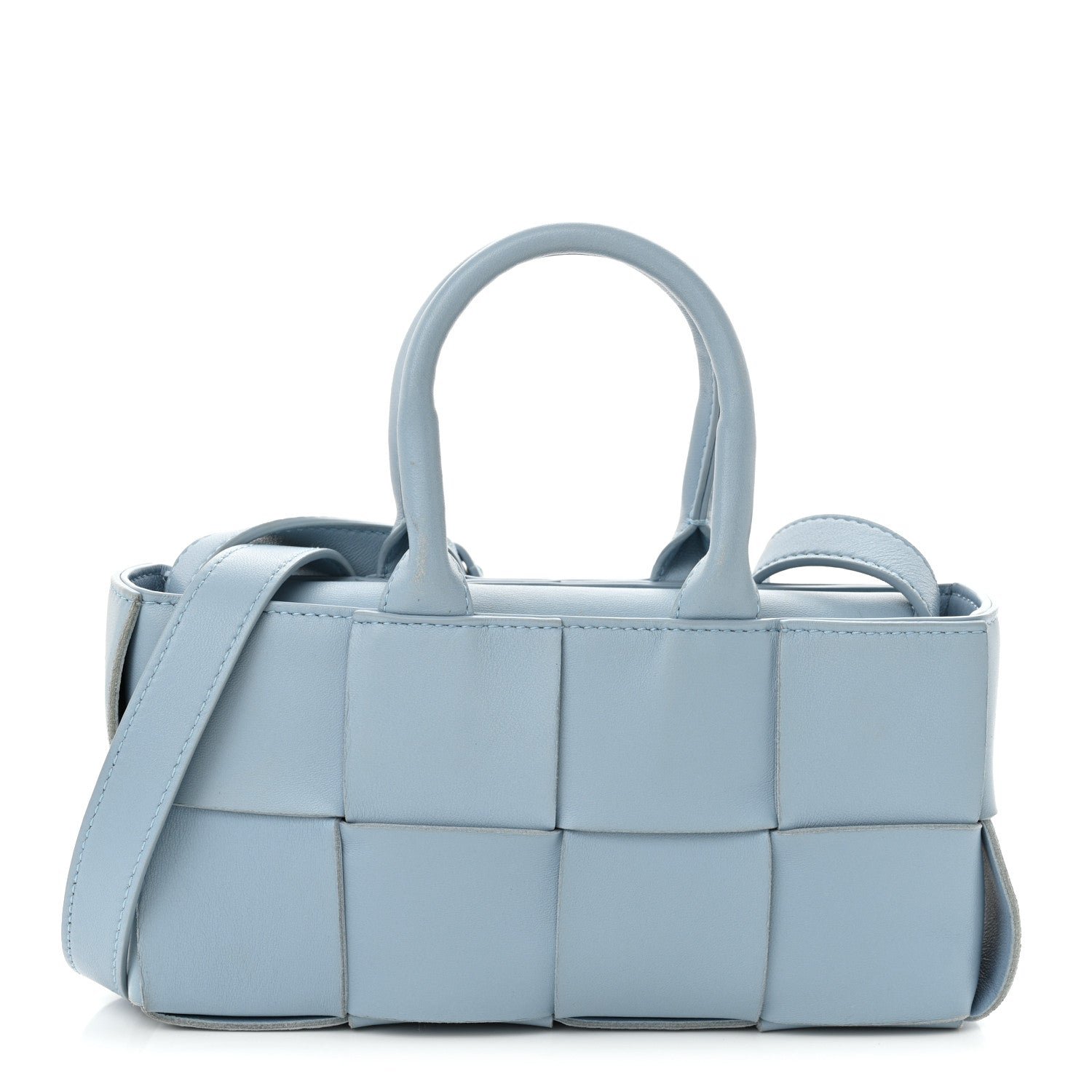 Bottega Veneta Nappa Maxi Intreccio Mini Arco East West Tote Ice Blue