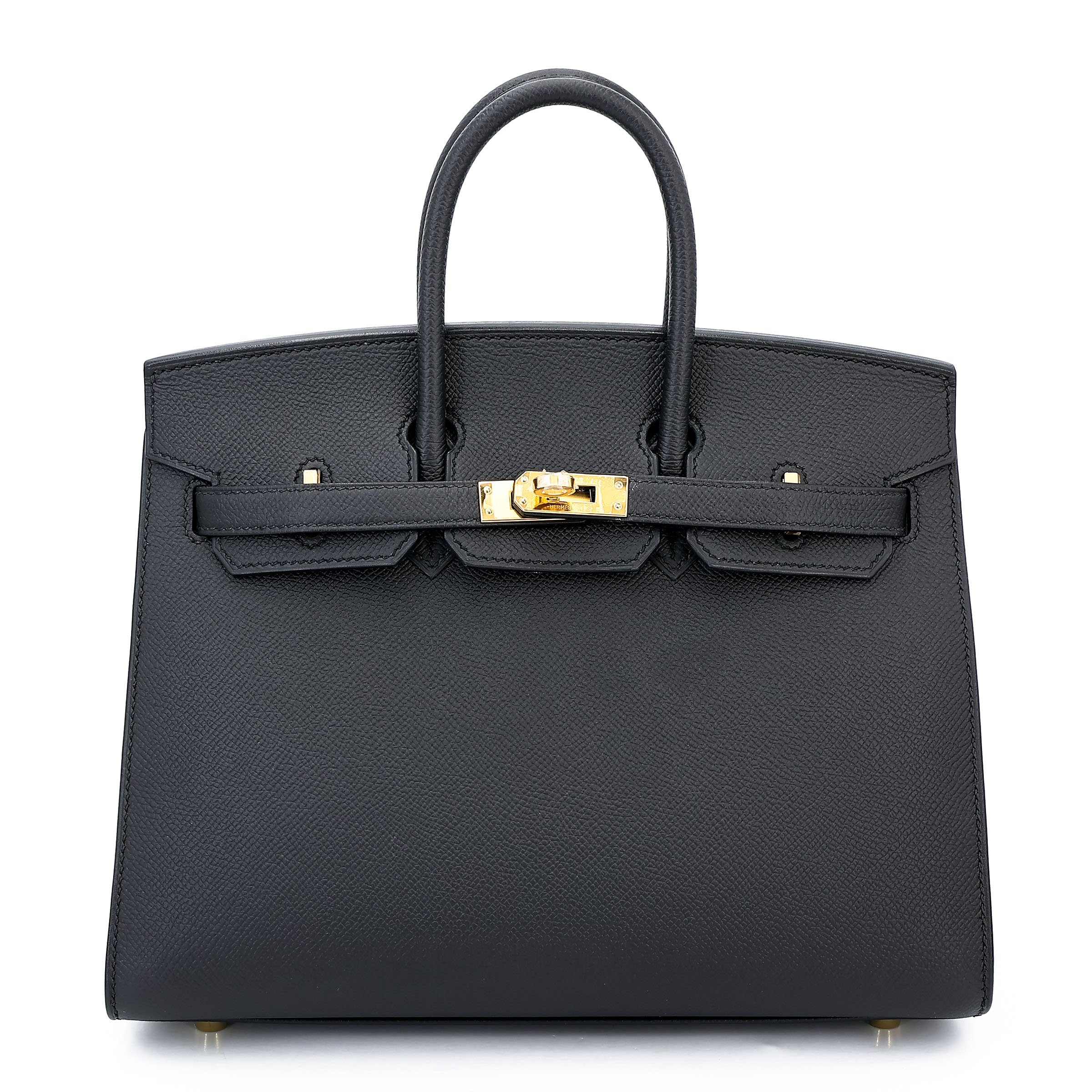 Hermes Excellent ( Rank SA ) HERMÈS Birkin 25 Sellier Noir (89) Epsom Gold hardware Y (2020)