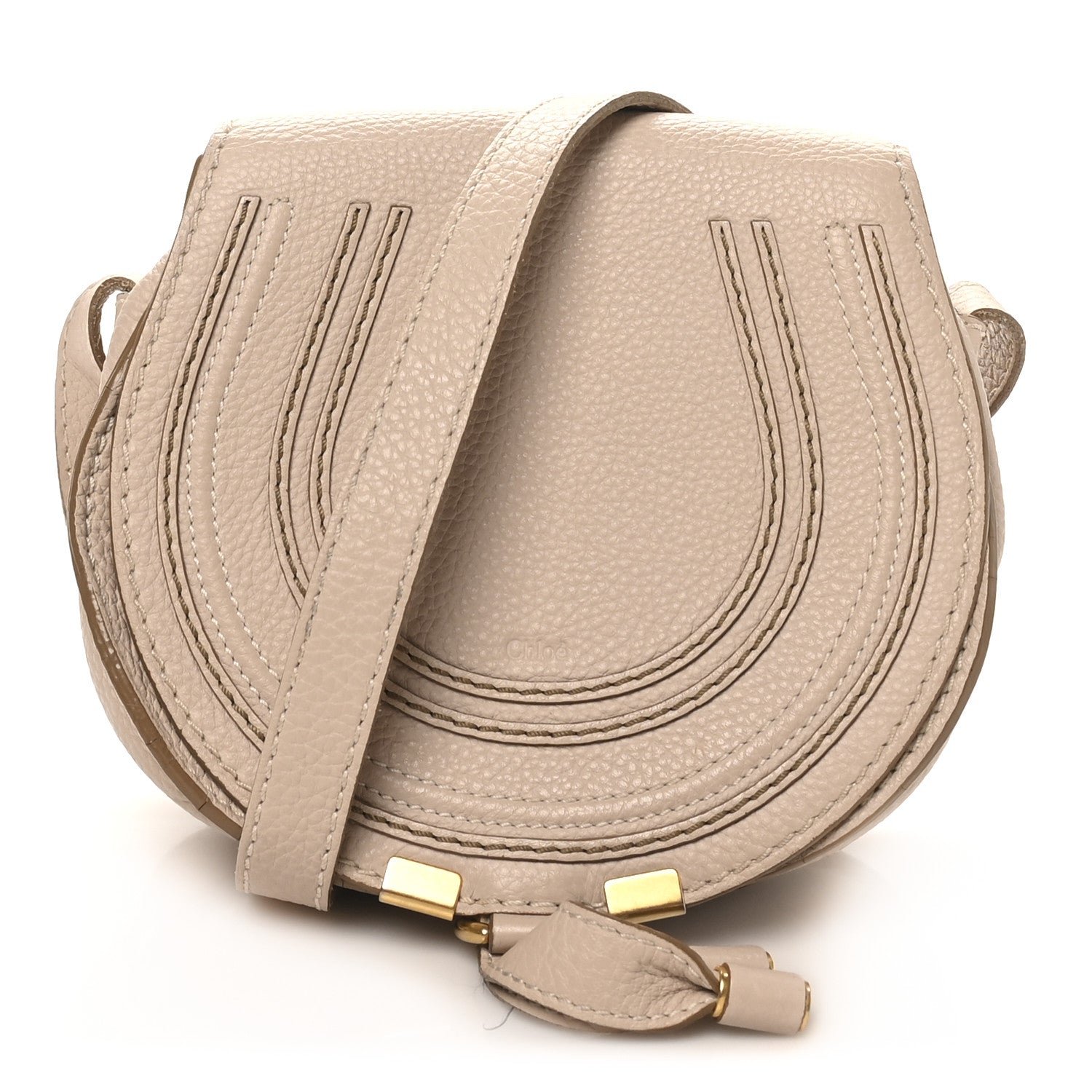 Chloe Grained Calfskin Mini Marcie Saddle Bag Blush Nude