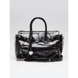 Yves Saint Laurent Black Moroder Leather Baby Sac De Jour Souple Duffle Bag