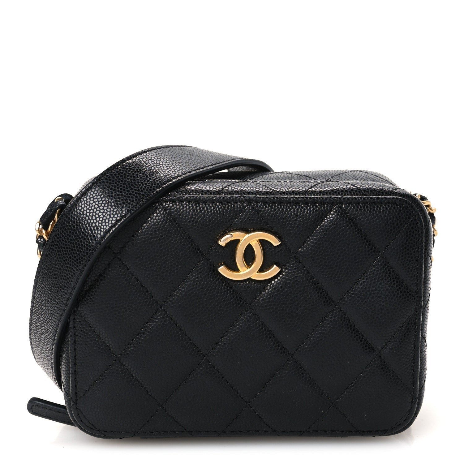 Chanel Caviar Quilted Twist Your Buttons Clutch With Chain Black