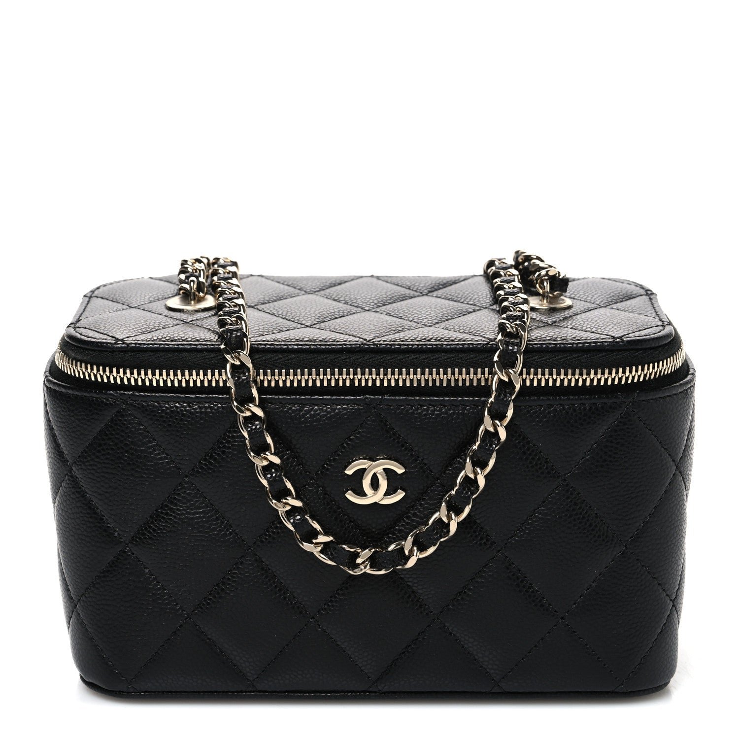 Chanel Caviar Quilted Small Vanity Case With Chain Black