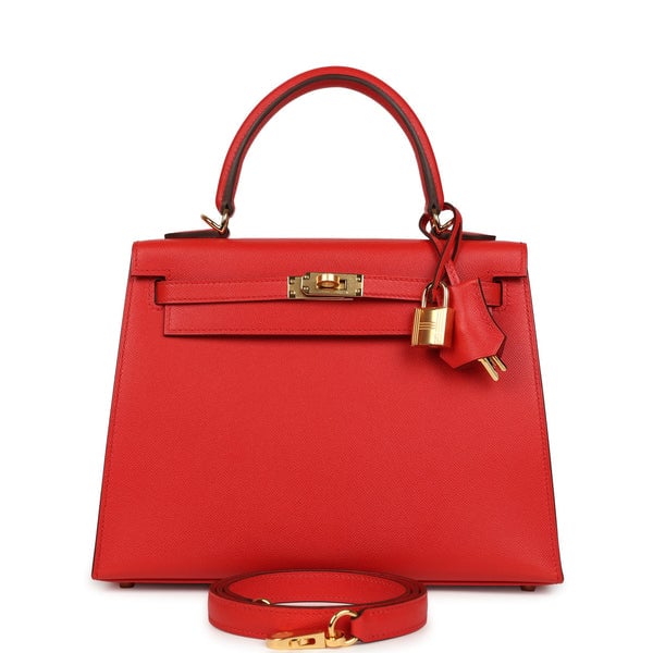 Hermes Hermes Kelly Sellier 25 Rouge de Couer Madame Gold Hardware