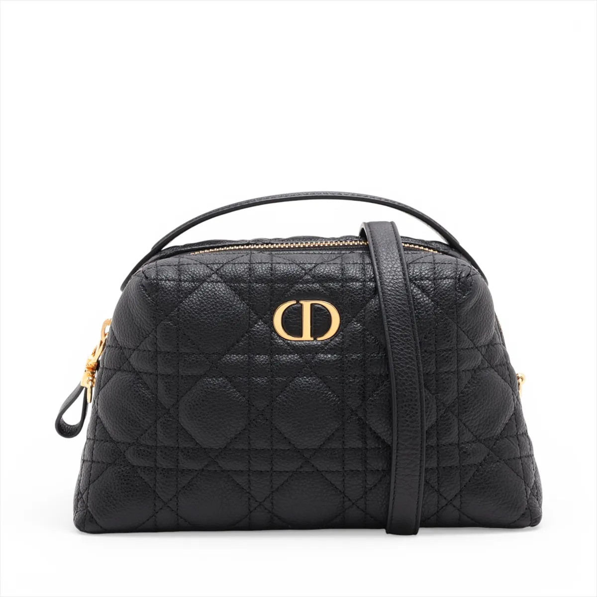 Christian Dior Cannage Caro D-COSY Leather 2 Way Shoulder Bag Black