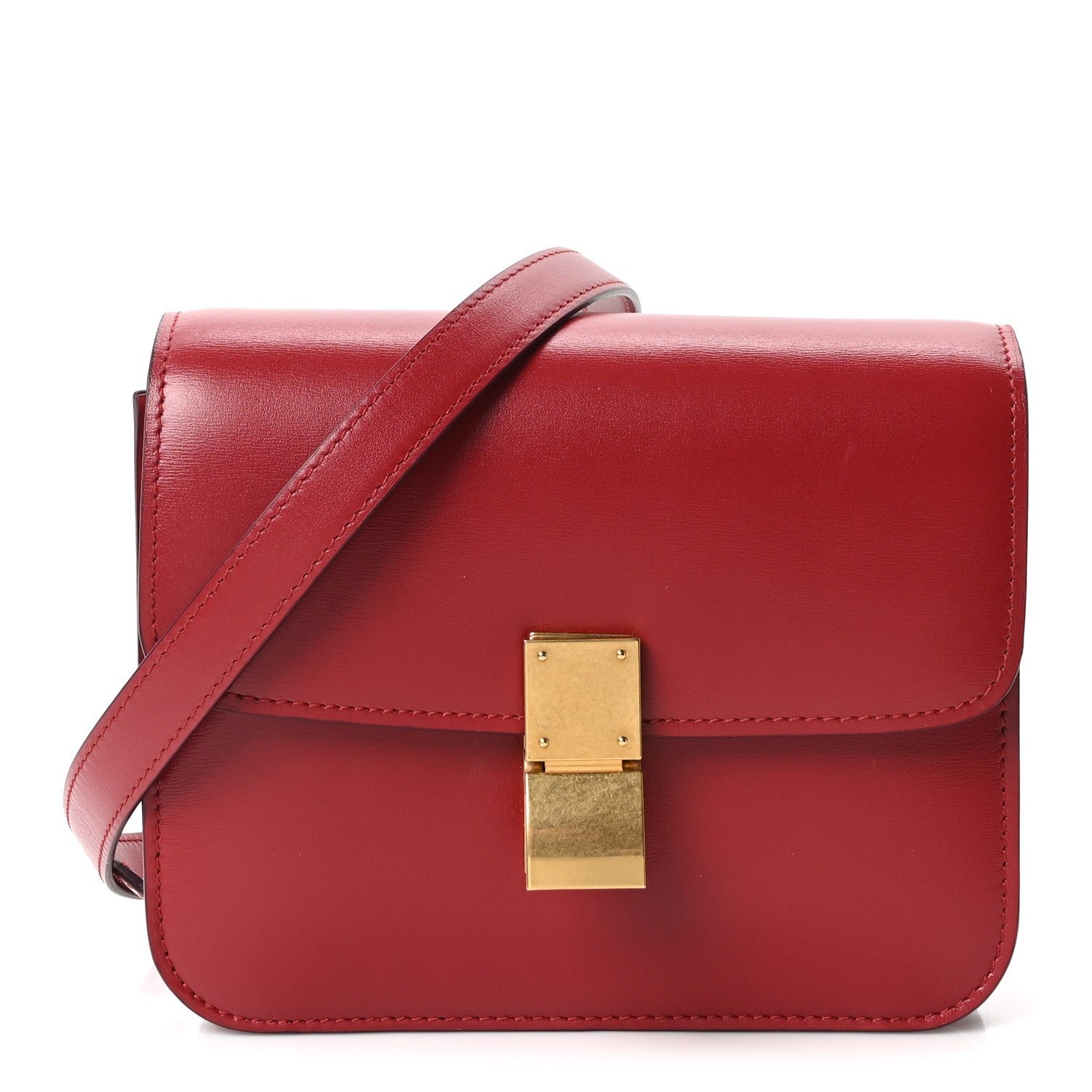 Celine Box Calfskin Teen Classic Box Flap Bag Red