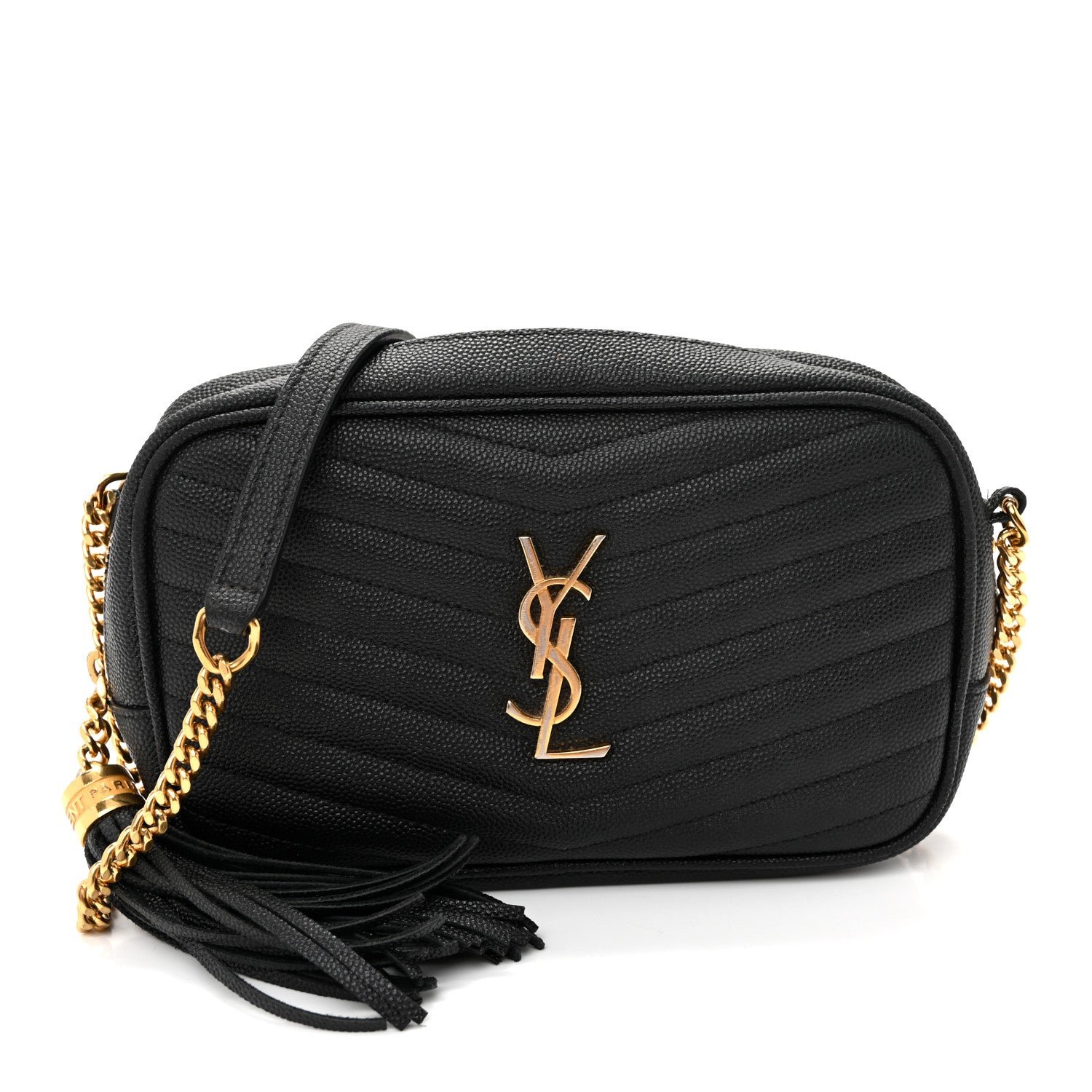 Saint Laurent Grain De Poudre Matelasse Monogram Mini Lou Camera Bag Black