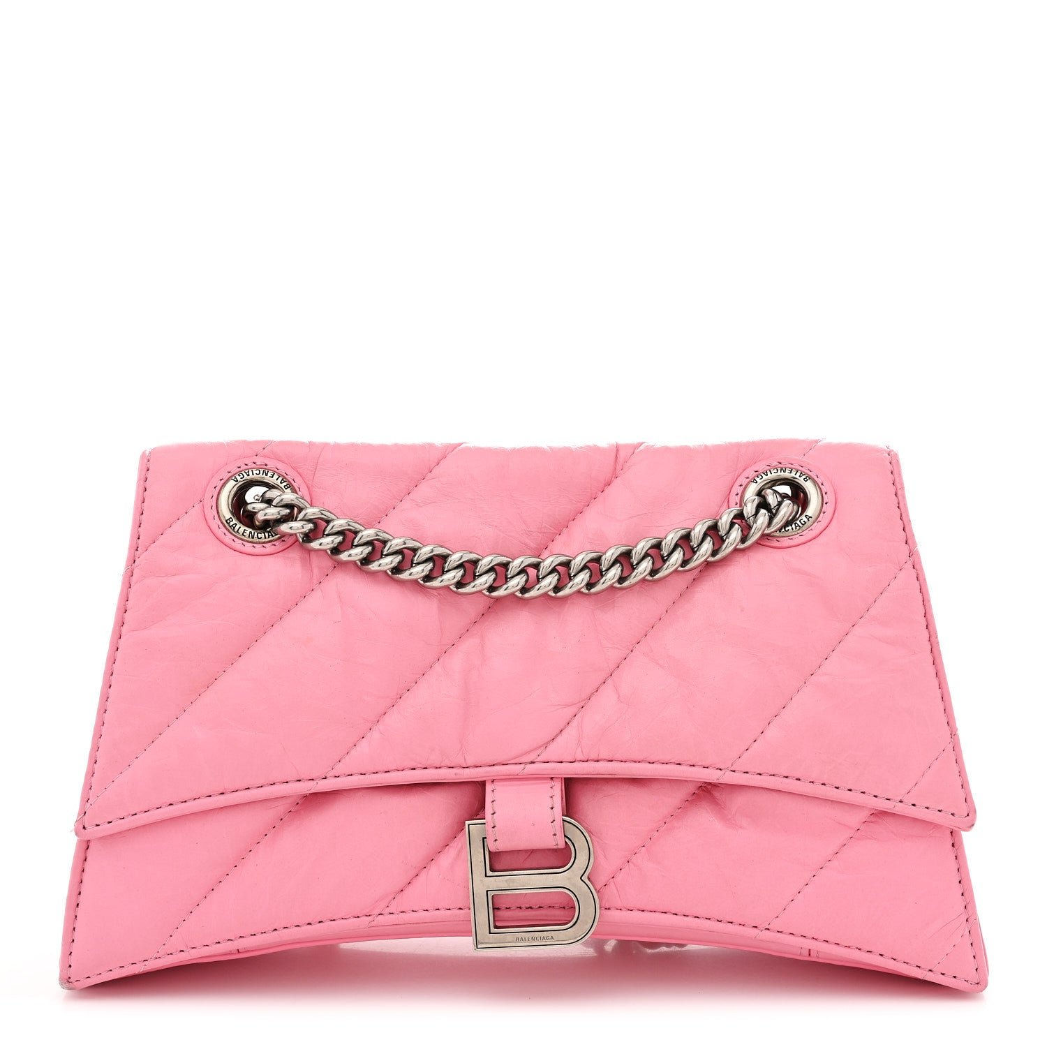 Balenciaga Crushed Calfskin Quilted Small Crush Chain Bag Sweet Pink