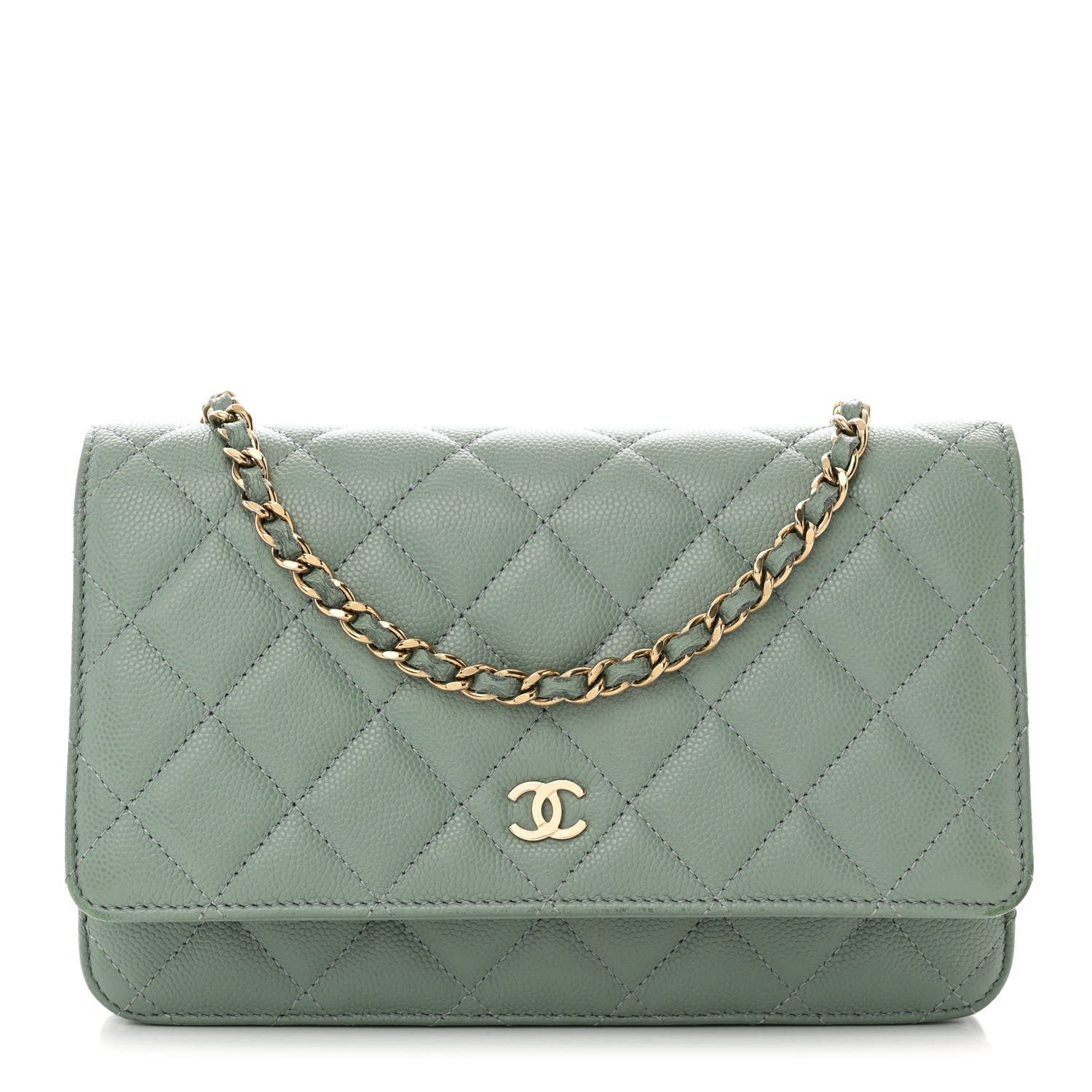Chanel Caviar Quilted Wallet On Chain WOC Grey