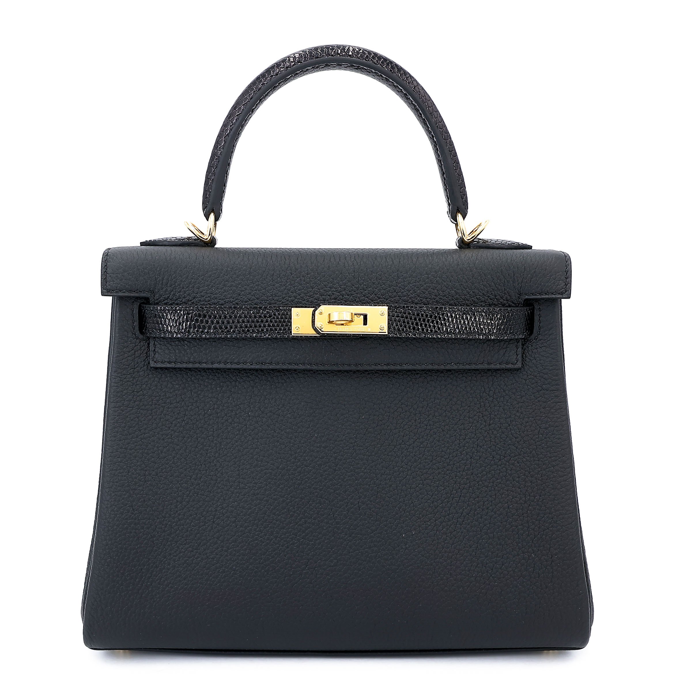 Unused ( Rank NS ) HERMÈS Kelly 25 Touch Noir (89) Lizard Togo Gold hardware B (2023)