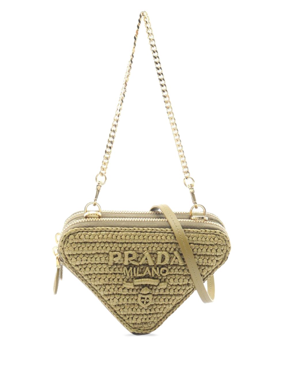 2010-2026 Mini Raffia Crochet Logo Embroidered Triangle Pouch satchel