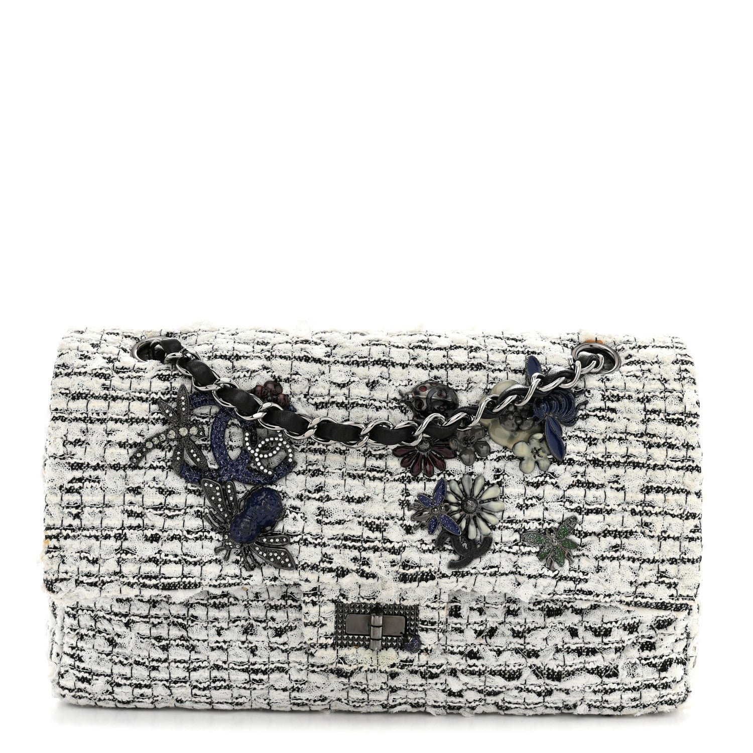 Chanel Tweed Garden Party 2.55 Reissue 225 Flap White Multicolor