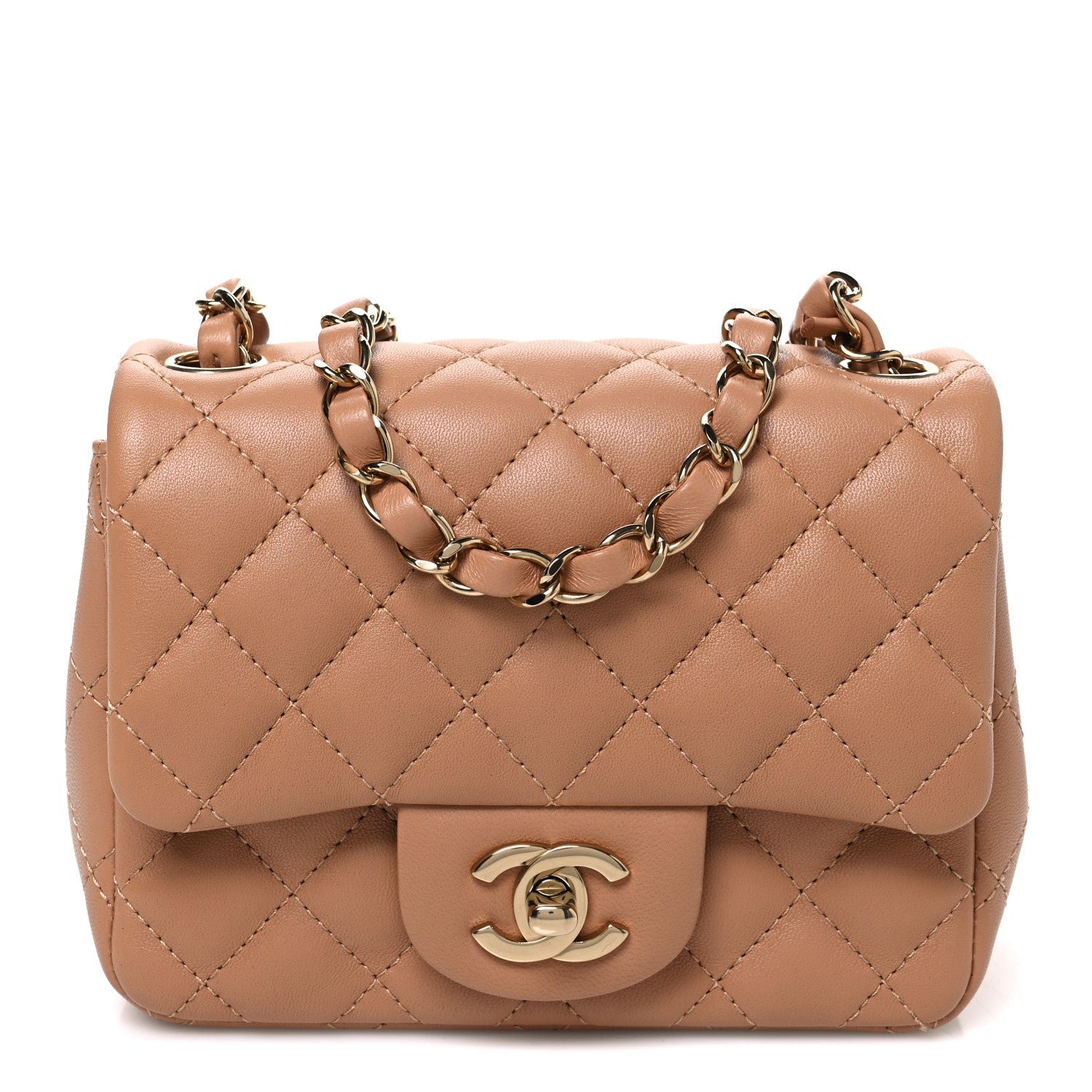 Chanel Lambskin Quilted Mini Square Flap Brown