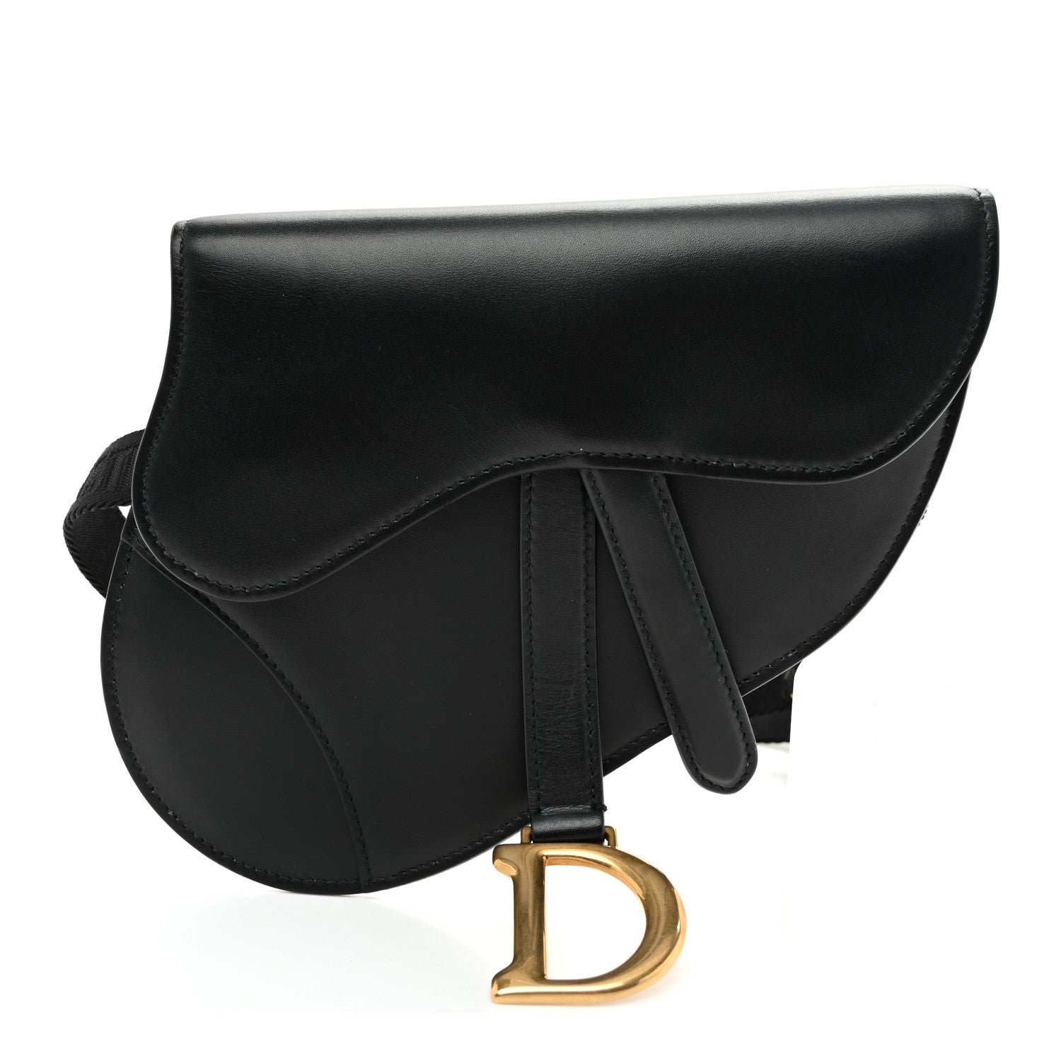 Christian Dior Calfskin Saddle Belt Bag Black