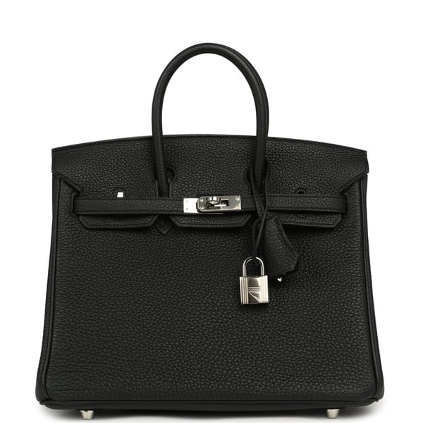 Pre-owned Hermes Birkin 25 Black Togo Palladium Hardware