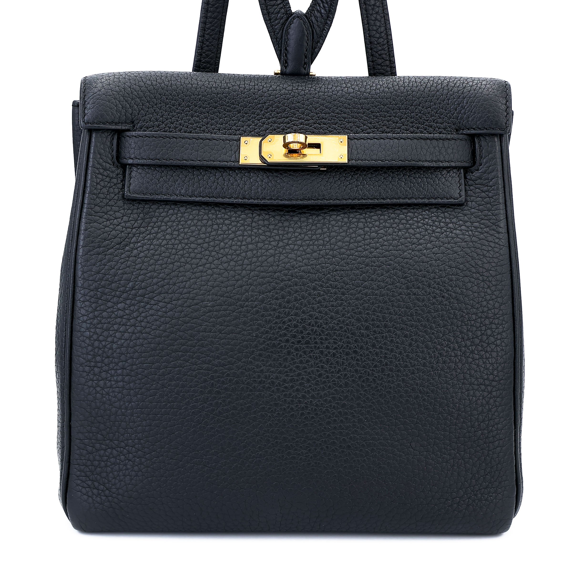Hermes Very Good ( Rank A) HERMÈS Kelly Ado GM Noir (89) Togo Gold hardware D (2019)