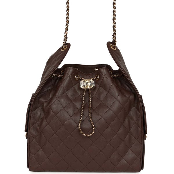 Chanel Medium 25 Hobo Bag Dark Brown Caviar Gold Hardware