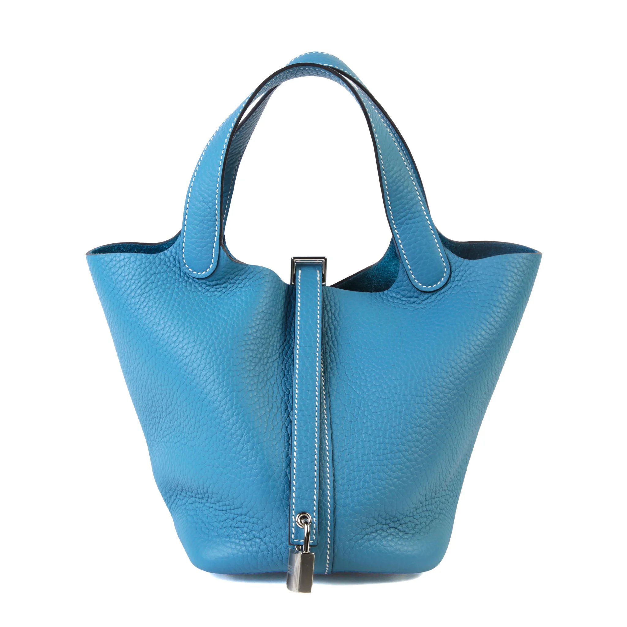 Unused ( Rank NS ) HERMÈS Picotin Lock PM New Bleu Jean (D2) Clemence Palladium hardware K (2025)