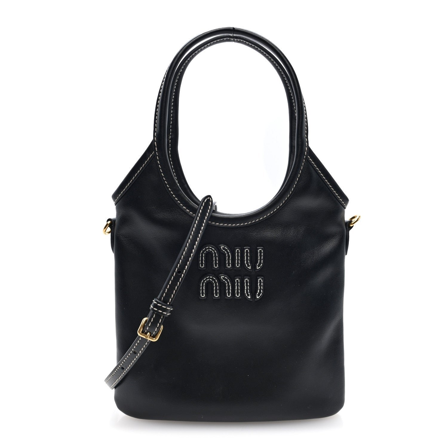 Miu Miu Soft Calf Softy Mini Ivy Tote Black