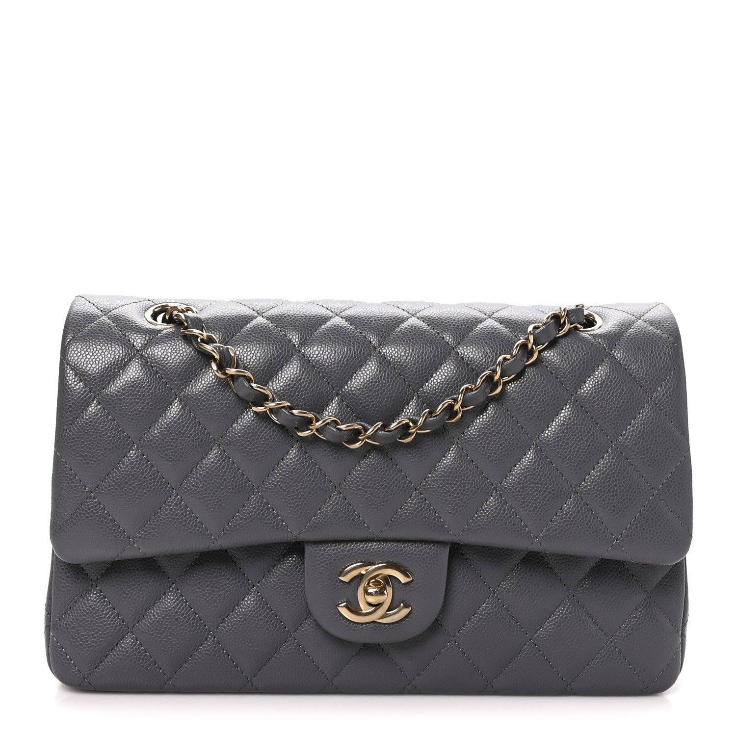 Chanel Caviar Quilted Medium Double Flap Dark Grey