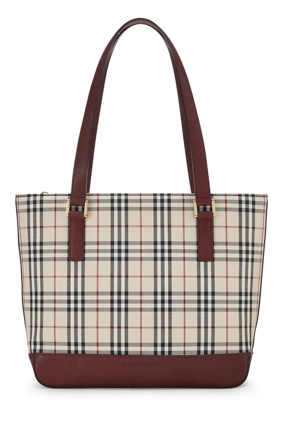 Burgundy House Check Jacquard Shoulder Bag Small