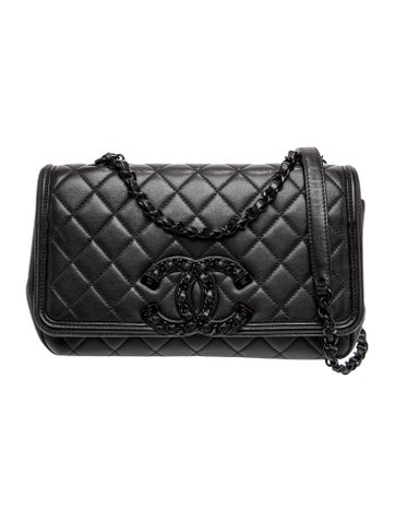 So Black Medium Filigree Flap Bag