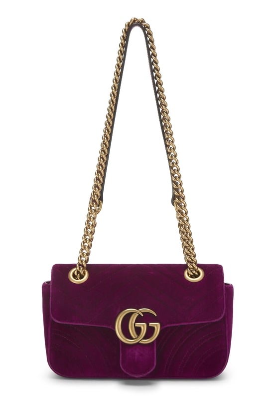 Purple Velvet GG Marmont Shoulder Bag Mini