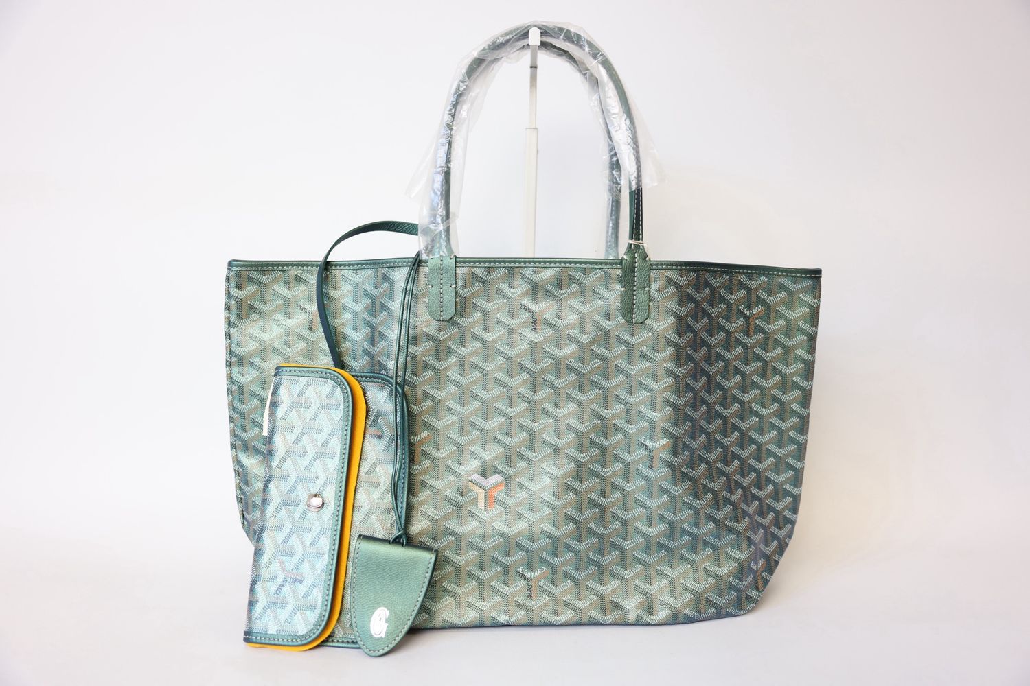 Goyard Goyard Saint Louis Bag PM, Pearly Green Goyardine Canvas and Chevroches Calfskin, New in Dustbag MA001