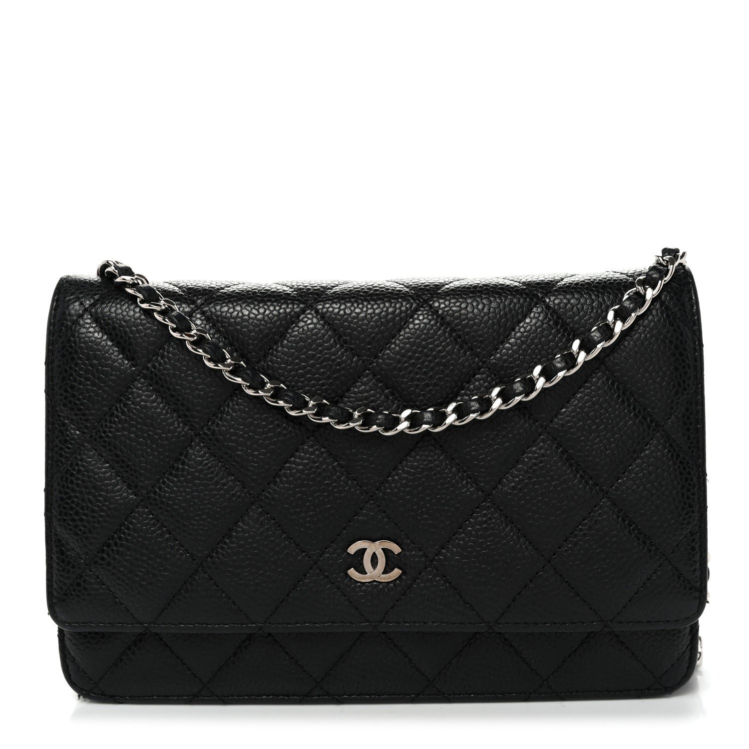 Caviar Quilted Wallet on Chain WOC Black