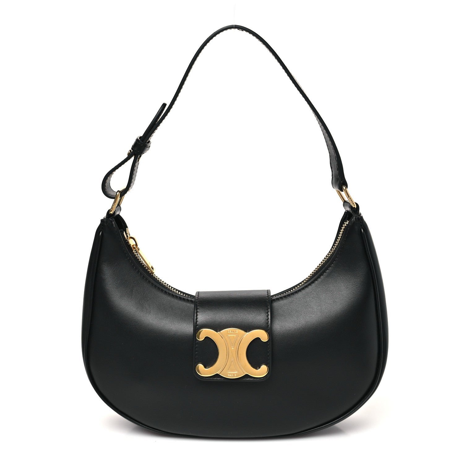 Celine Smooth Calfskin Medium Strap Ava Triomphe Shoulder Bag Black