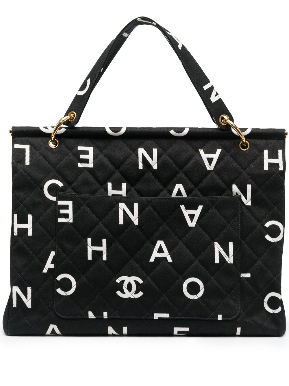 1996-1997 logo-print diamond-quilted tote bag