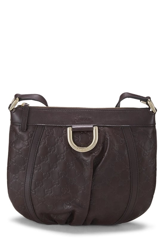 Brown Guccissima D-Ring Abbey Messenger Small