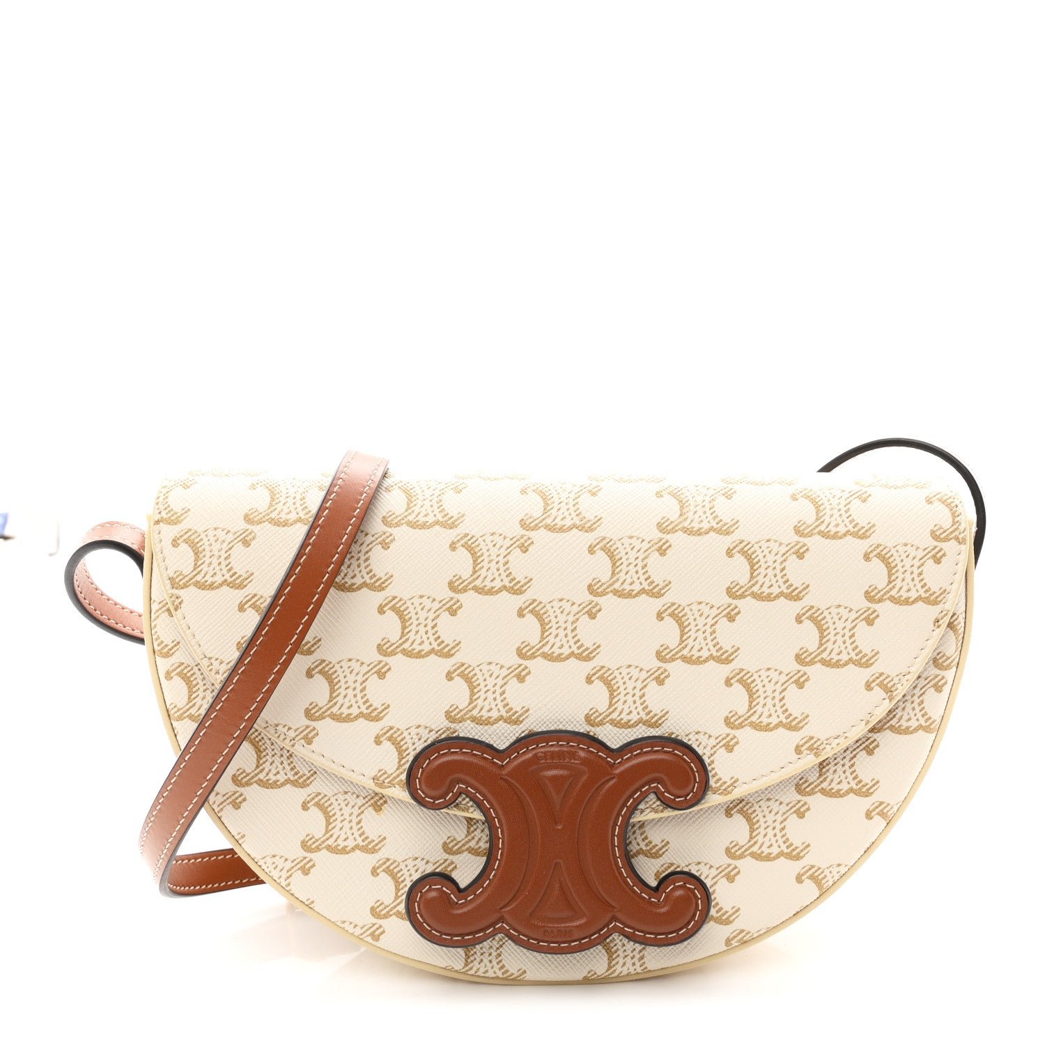 Celine Calfskin Triomphe Canvas Besace White