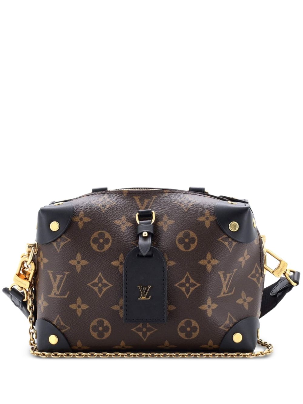 Petite Malle Souple Handbag Monogram Canvas with Leather shoulder bag