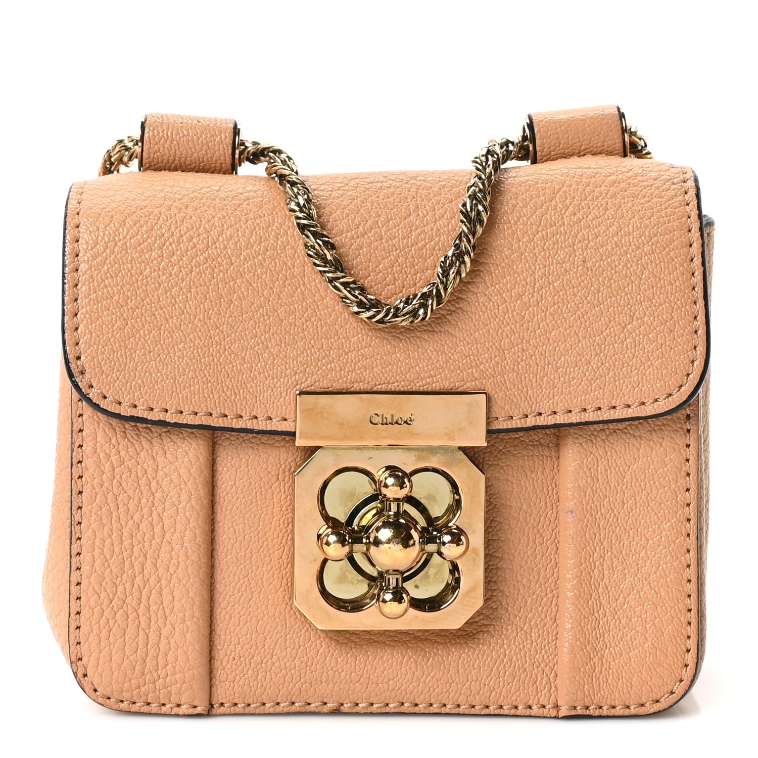 Chloe Chloe Goatskin Mini Elsie Shoulder Bag Beige