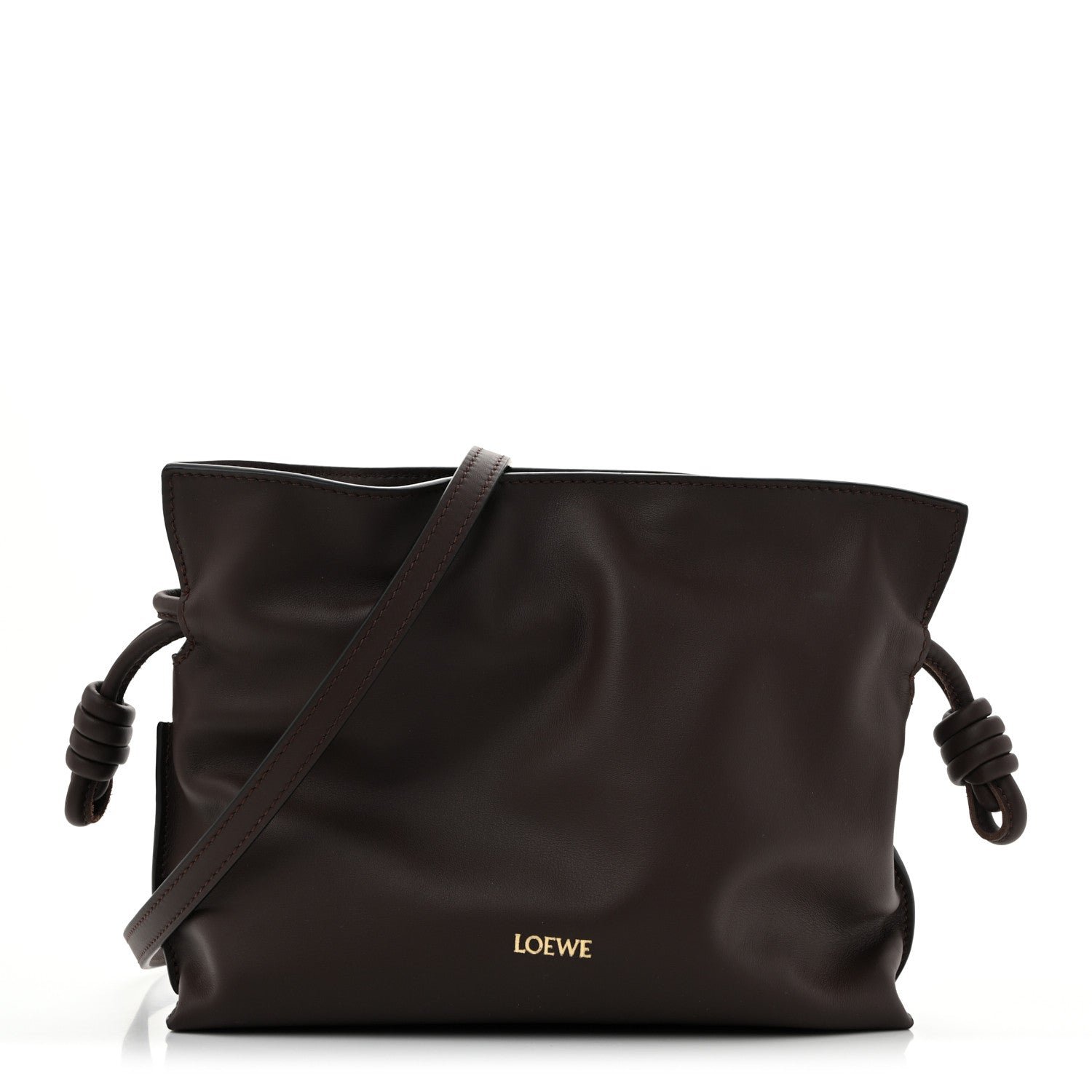 Loewe Calfskin Mini Flamenco Knot Clutch Chocolate